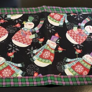 Festive Snowman Table Runner - Black and Green